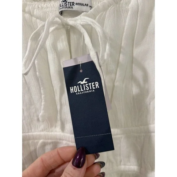 (Sold)HOLLISTER White LONG-SLEEVE CHANNELED BUILT-IN SHORTS DRESS Large NWT - Picture 10 of 14